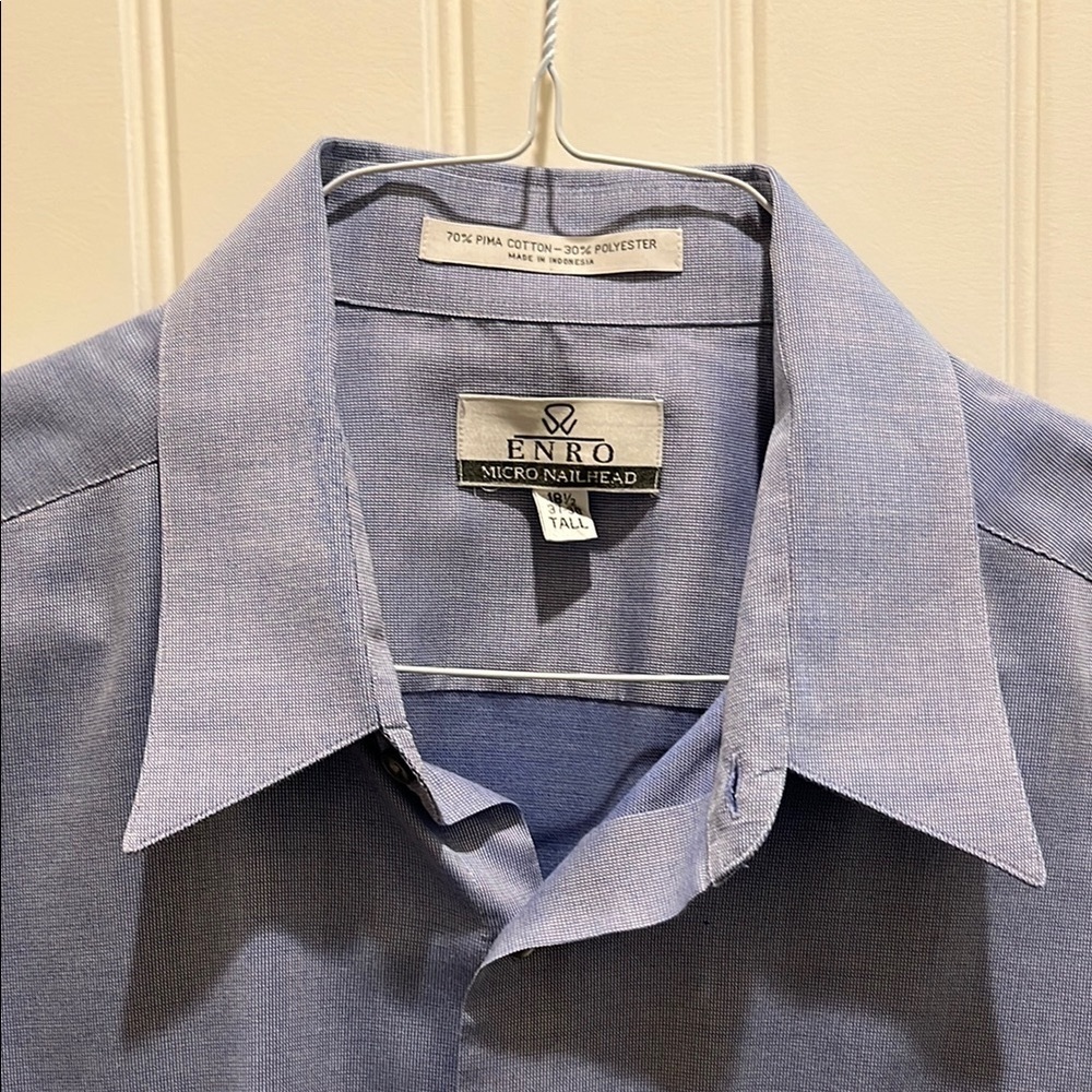 Tall Men's ENRO Blue Dress Shirt size 18 1/2